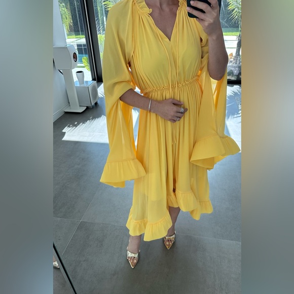 Chic Long Sleeve Yellow Dress - Picture 3 of 12